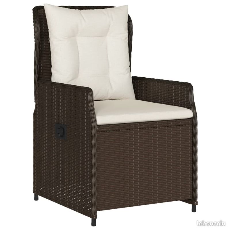 VidaXL Chaises inclinables de jardin lot de 2 marron résine tressée (image 4)