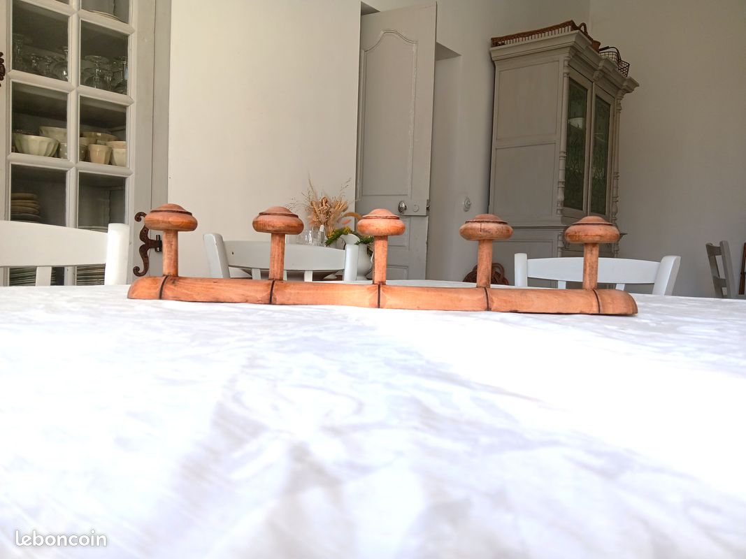 Porte-manteau Mural En Bois Vintage 5 Patères Style Bambou