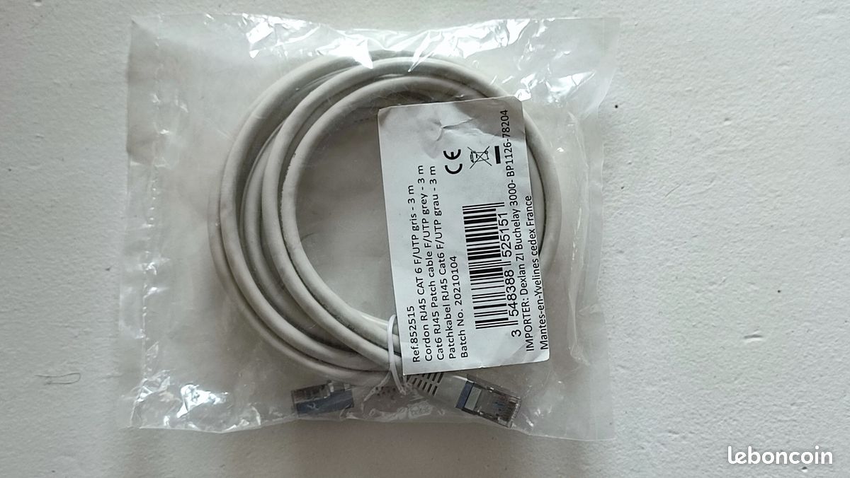 Cable éthernet RJ45, NEUF, 3m (image 1)