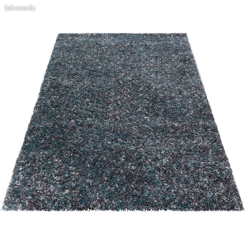 Tapis shaggy rectangle bicolore moderne Benno Bleu 60x110 (image 3)