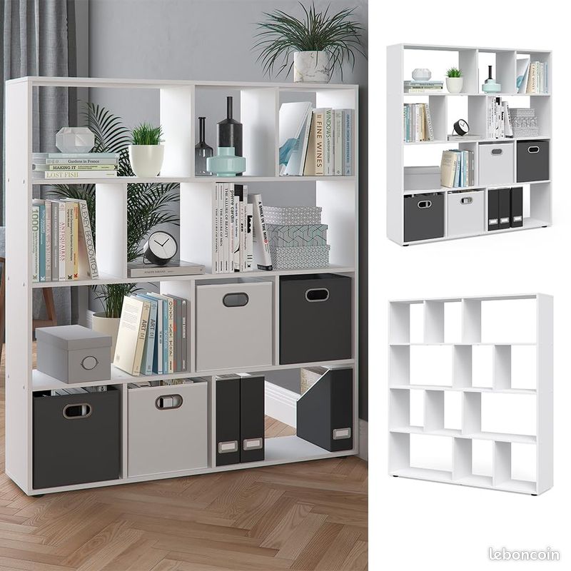 Meuble de Rangement Etagère Bibliothèque Blanche Cube Grande Taille Salon Salle à Manger Chambre Design Moderne Séparation de Pièce (image 4)