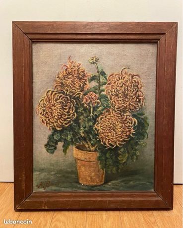 Cadre vintage fleurs séchées rond - Chineries Fleuries