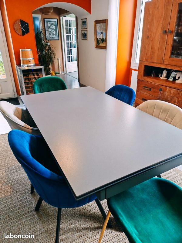 ✨ Table extensible haut de gamme en céramique graphite & anthracite – Design contemporain ✨ (image 7)