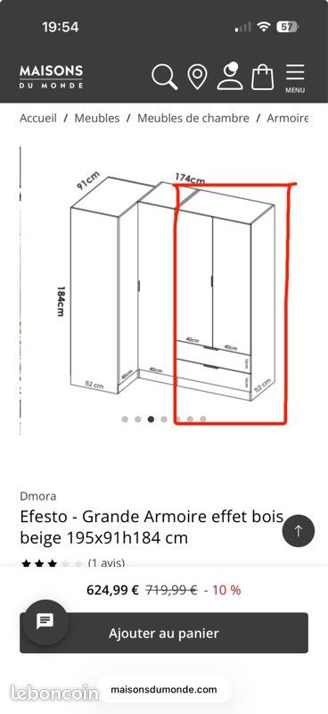Armoire bois clair Maisons du Monde – très bon état (image 5)