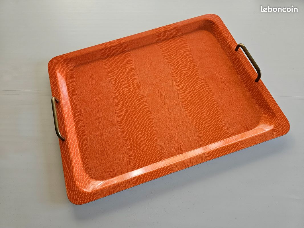 VINTAGE / Grand plateau orange / PLATEX / TBE - Arts de la table