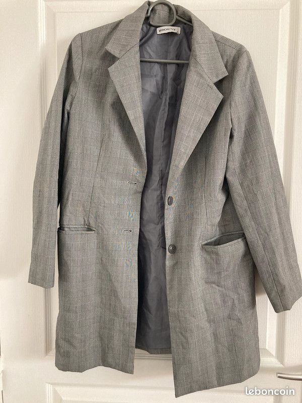 Veste longue quadrillée grise marque japonaise Vêtements