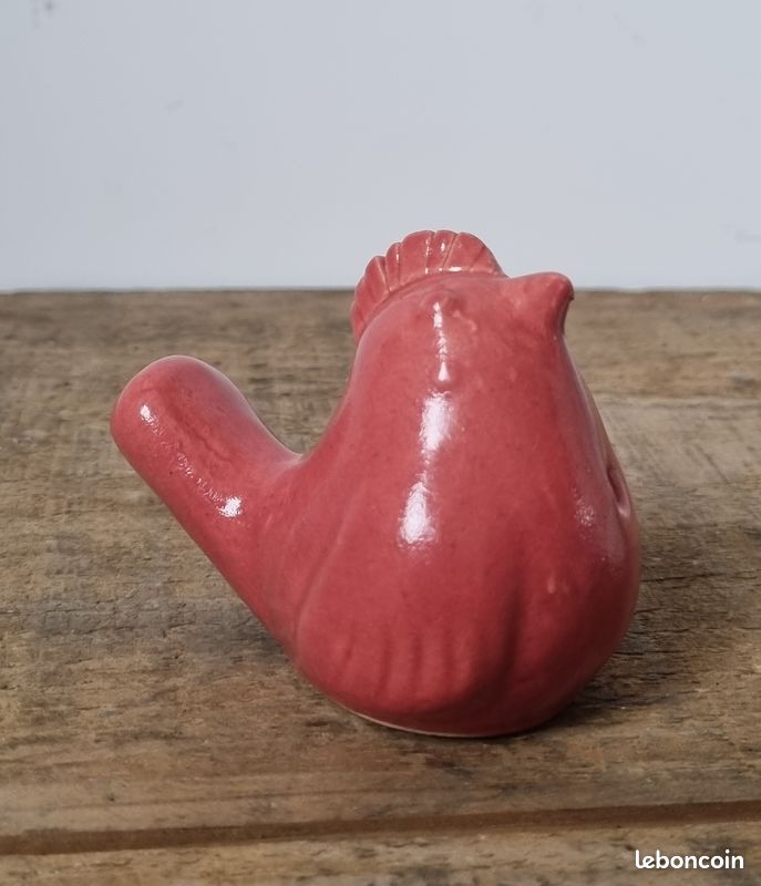Appeau Oiseau Ancien En Céramique Jaspée - Collection Chasse Déco