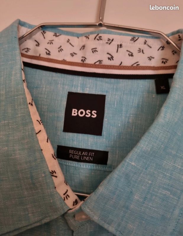 Chemise Homme Hugo Boss Turquoise en LIN neuve taille XL Vêtements