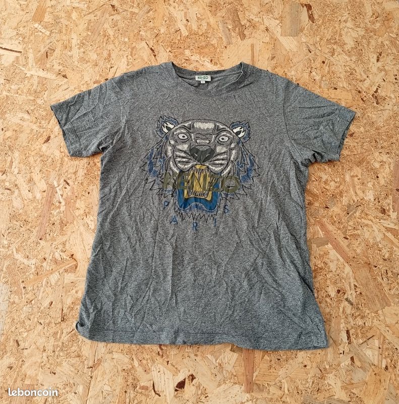 T-shirt maillot imprimé Kenzo pur vintage Rare gris (image 4)