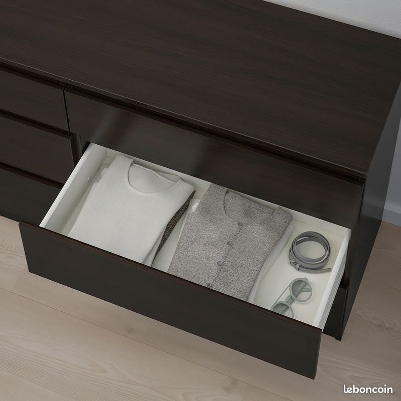 Commode 6 tiroirs, Brun Noir (image 2)