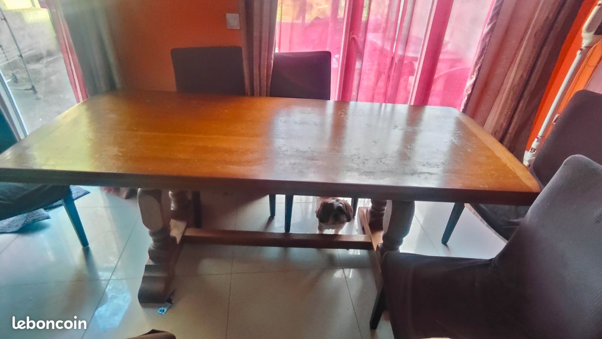 Grande table en bois massif – charme rustique et robuste (197x90 cm) (image 2)