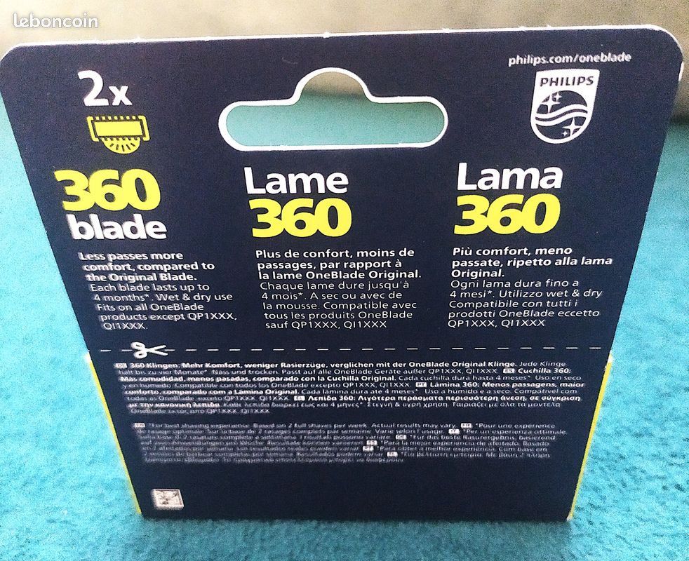 Recharges Originales Philips OneBlade 360 Anti-friction - Pack De Lames, Neuf