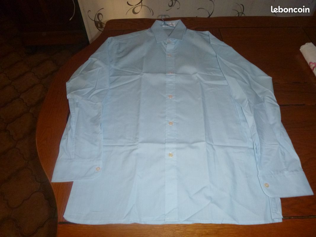 Chemise homme manches longues bleu clair (image 2)
