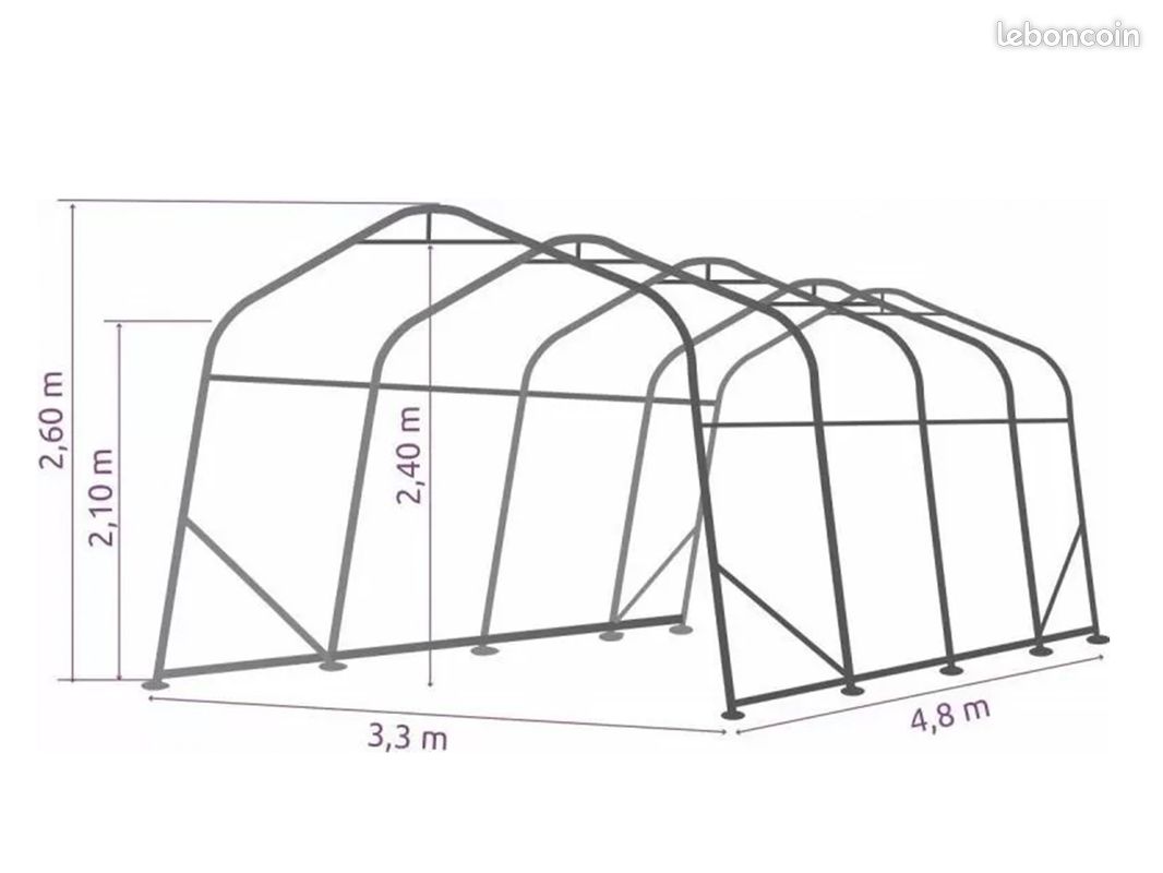 Abri Voiture 3,3x4,8 m - Carport en PVC 800 – Produit Neuf – Livraison Gratuite (image 3)