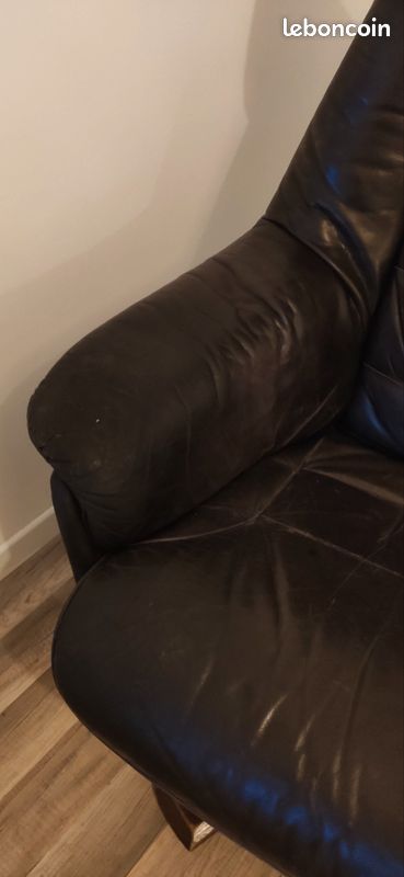 Fauteuil relax cuir vintage Danois (image 5)