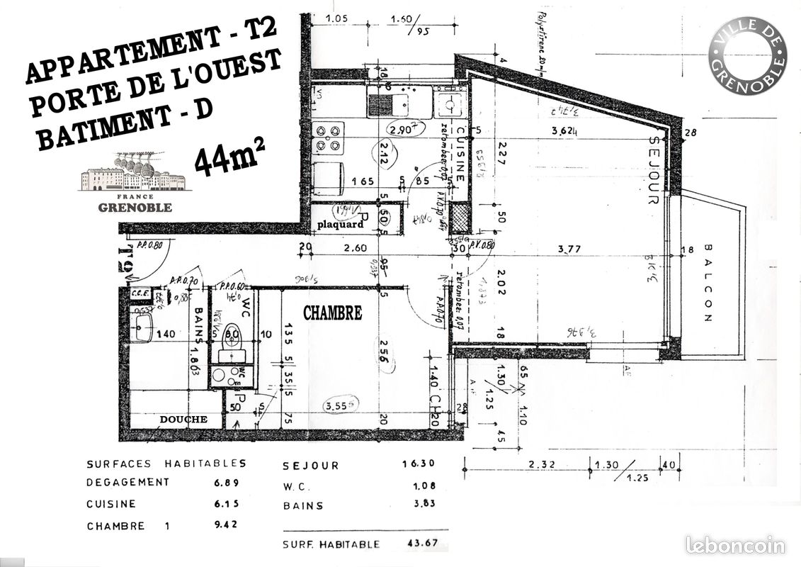 Appartement 2 pièces 44 m² · à Grenoble · 44 m² · 78 000 €