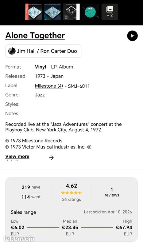 Jim Hall Ron Carter vinyl Japon original (image 4)