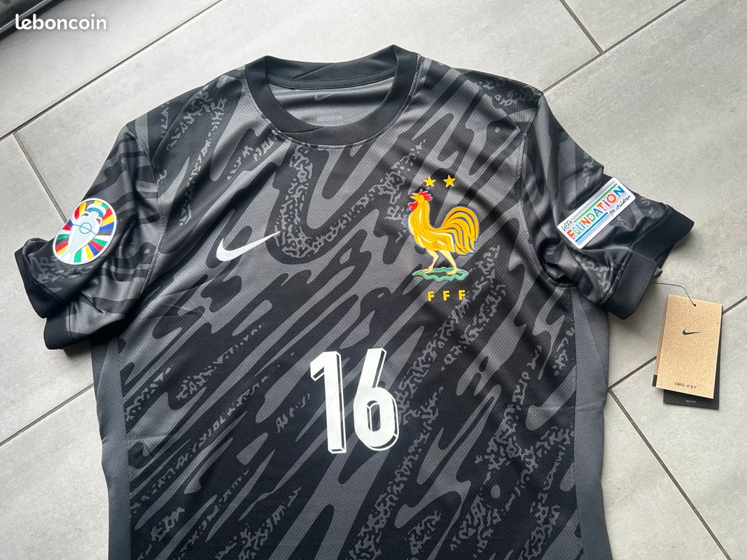Maillot Nike France FFF Gardien MAIGNAN #16 Taille L Noir UEFA