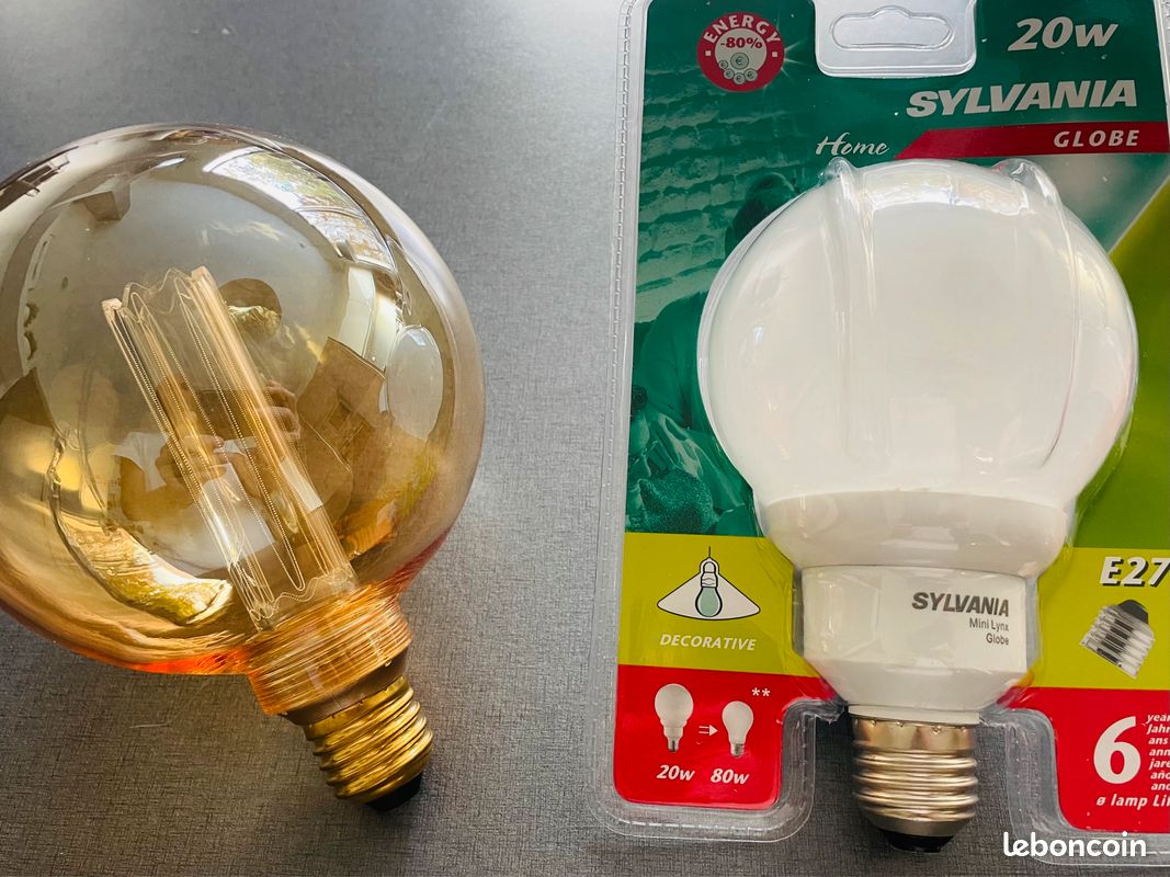 Lot de 3 ampoules globe E27 - Neuves (image 3)