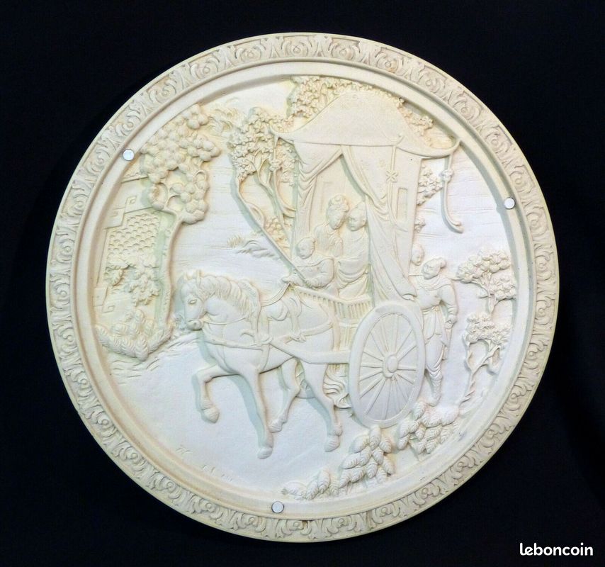 Art asie chine collection grand plateau dessous de plat 45cm5kg résine char de mariage (image 2)