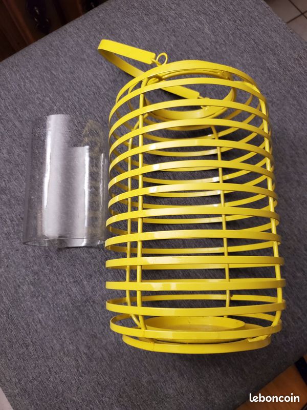 Grand photophore métal jaune et verre (image 3)