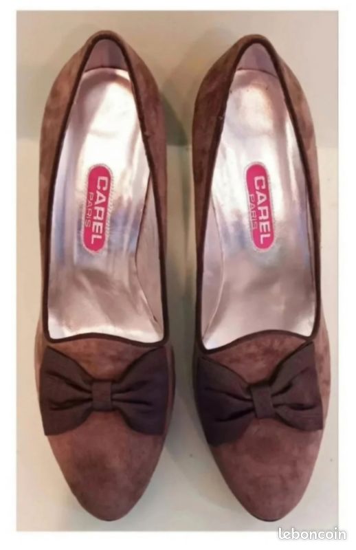 Chaussures à Talons CAREL - Taille 37,5 - Beige Cuir - Style Plateforme Dénudée - Occasion Très Bon état
