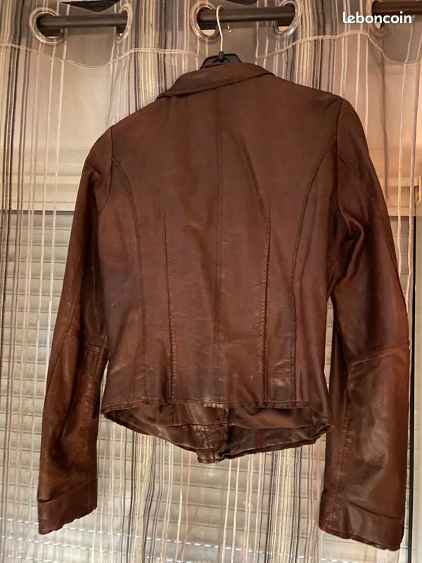 Ikks Veste Agneau Femme Blouson Femme Cuir Marron Agneau IKKS