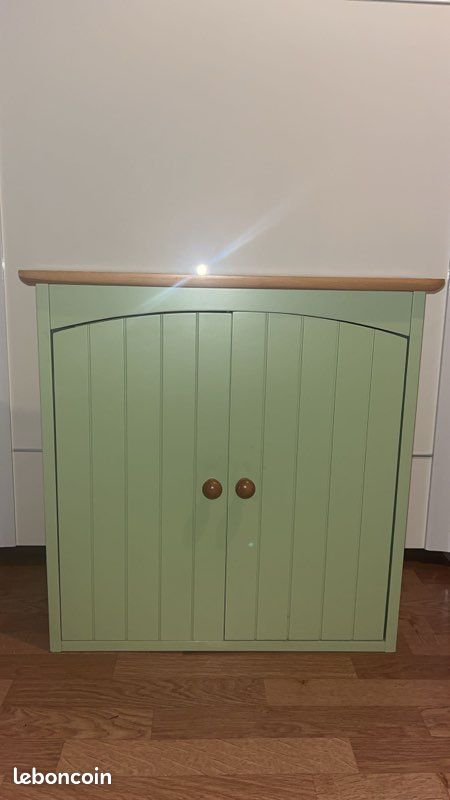 Meuble salle de bain vert suspendu (image 1)