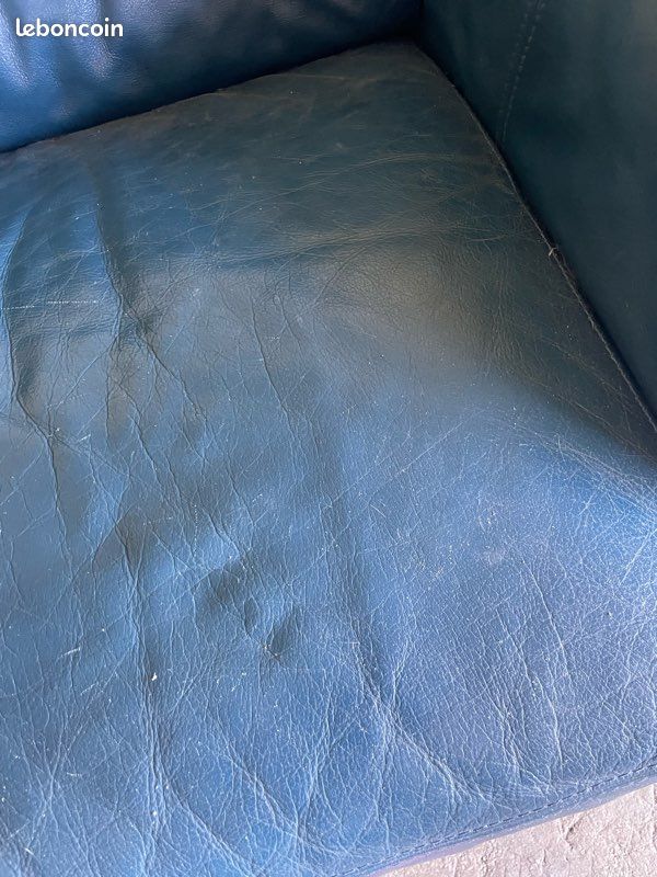 Canape cuir bleu (image 3)