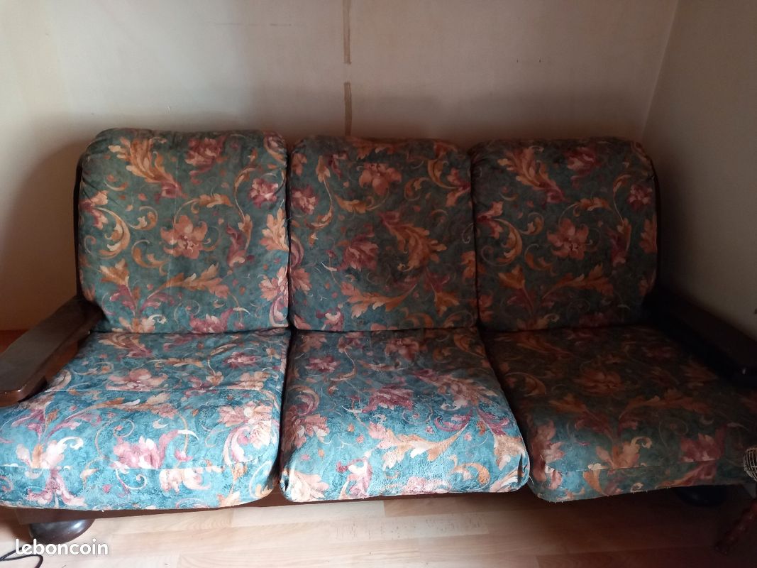 Vends canapé vert avec des motif feuillage (image 2)