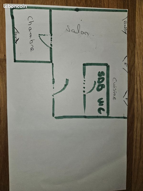 Appartement 2 pièce(s) 38 m²à louer Saint-quentin