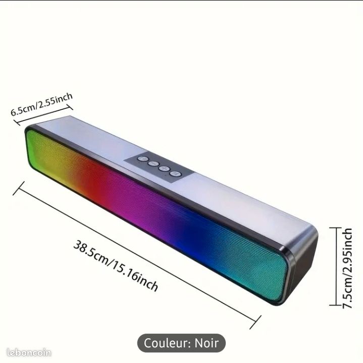 Barre De Son Enceinte Bluetooth Filaire Led RGB Haut Parleur Hi-fi Rechargeable (image 2)