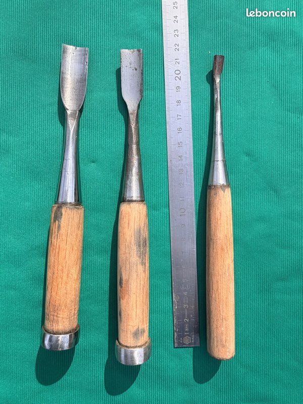 3 belles gouges japonaises anciennes en acier ni maï - Bricolage