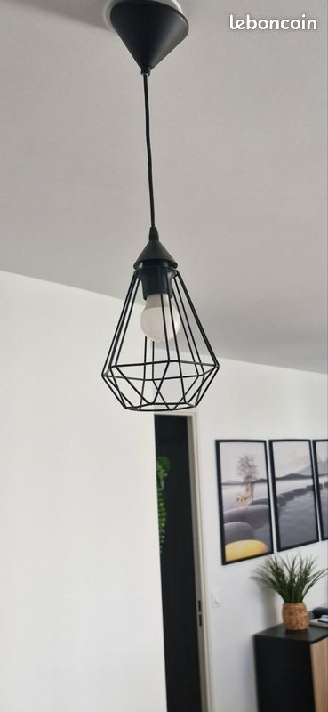 Lot de 2 suspensions luminaires métal noir – style industriel (image 2)