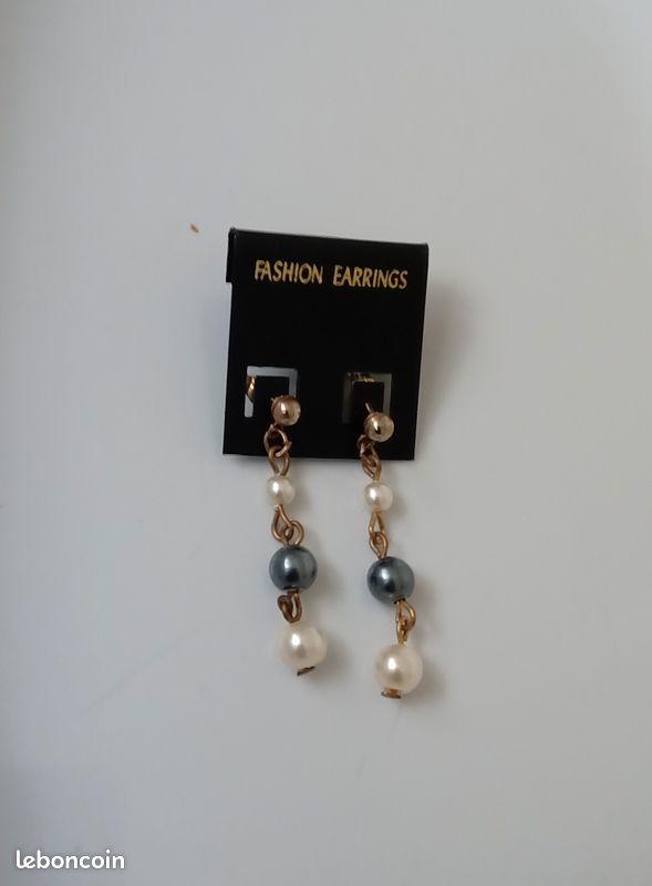 Boucles d'oreilles 3 perles (image 1)