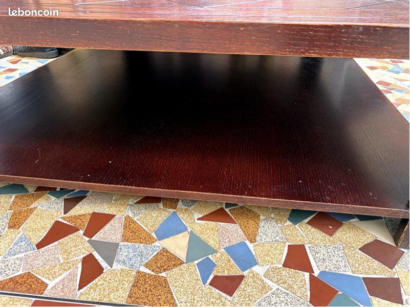 Grande table basse bois massif double plateau 160 x 120 cm (image 4)