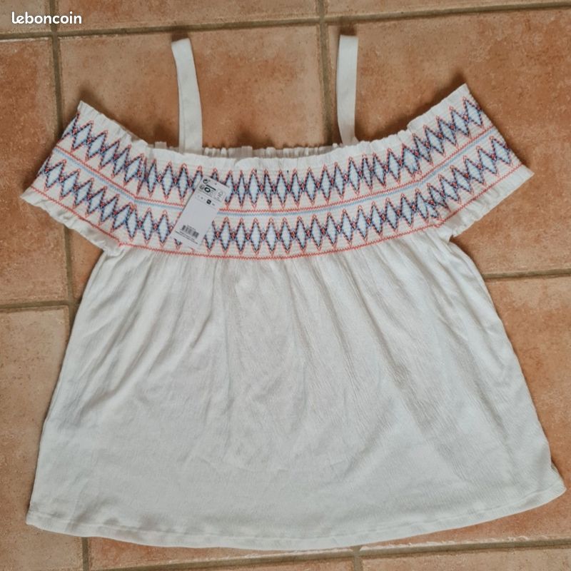 Top blanc à épaules dénudées, marque Tex, taille XL (image 3)