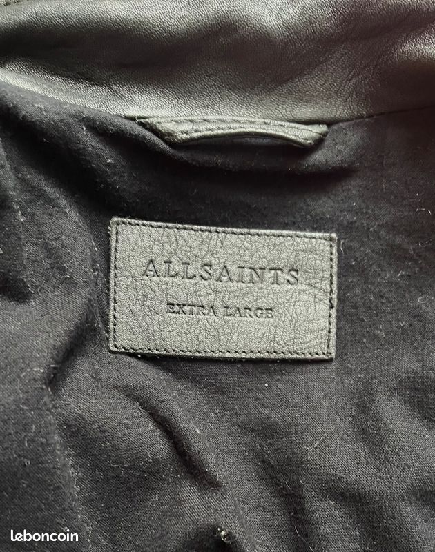 Veste En Cuir Gris Détressé All Saints - Taille 8 Femme - Occasion Très Bon état