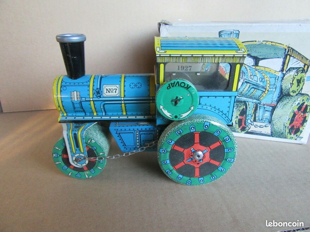 Jouet Ancien En Tôle – Rouleau Compresseur Modern Toys 3348 – Japon, 1950-60 (Occasion)