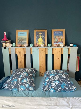 Dessus De Lit Twin Patchwork Bleu/blanc – Fait Main US – Inachevé – 58x73 Cm