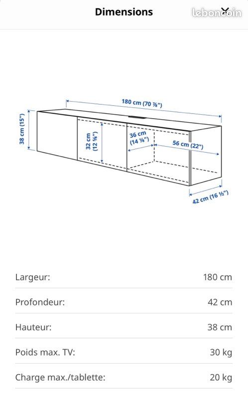 Meuble TV BESTA IKEA - état impeccable comme neuf (image 2)