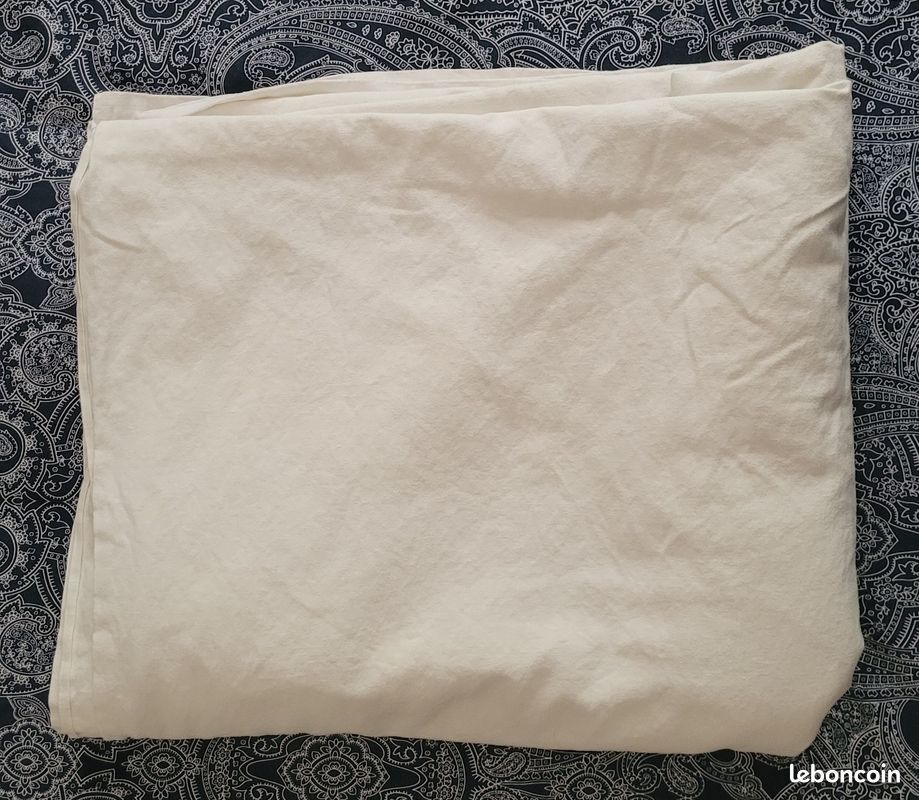 1 drap blanc ancien en toile de coton – 270 cm x 160 cm - bon état (image 3)