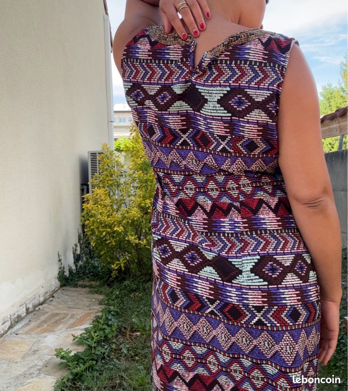 Robe manches courtes strass sequins bohème Vintage Itgirls Copenhague style multicolore (image 9)