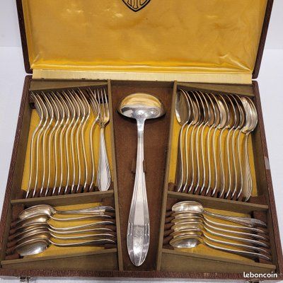 12 Couverts Métal Argenté - Fourchettes & Cuillères - Orfèvrerie Brun Marseille