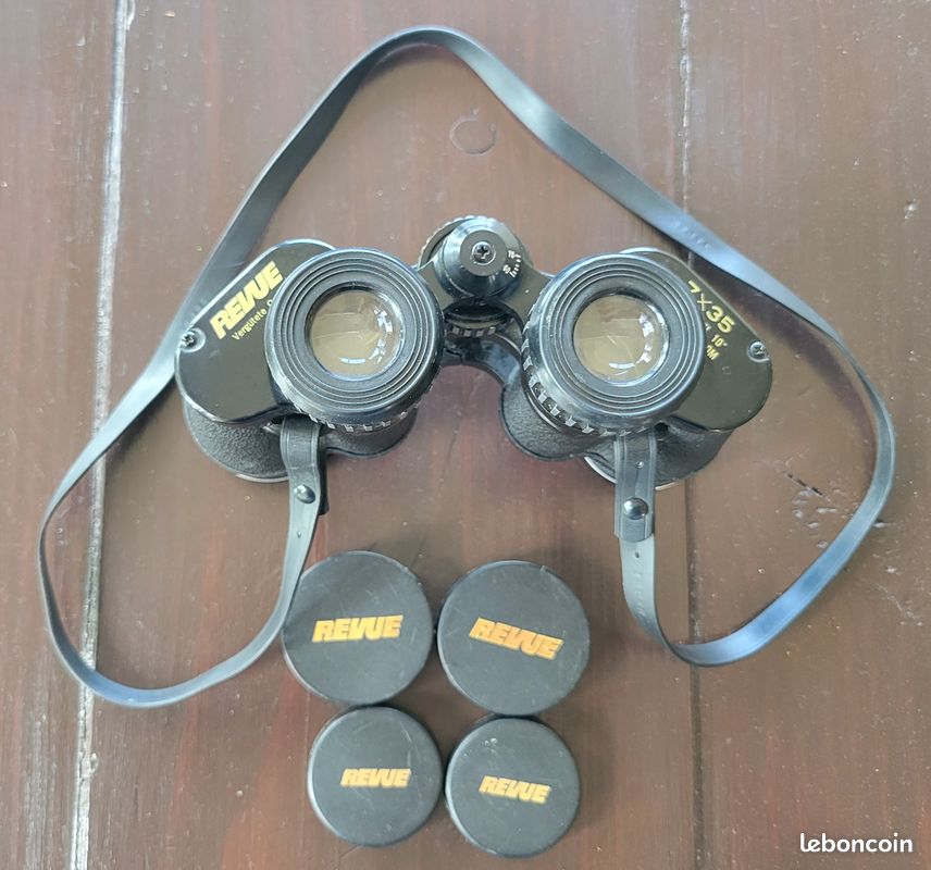 Jumelles Revue 7x35 Vintage, Grand Angle 10°, Vision 175m/1000m, Japon