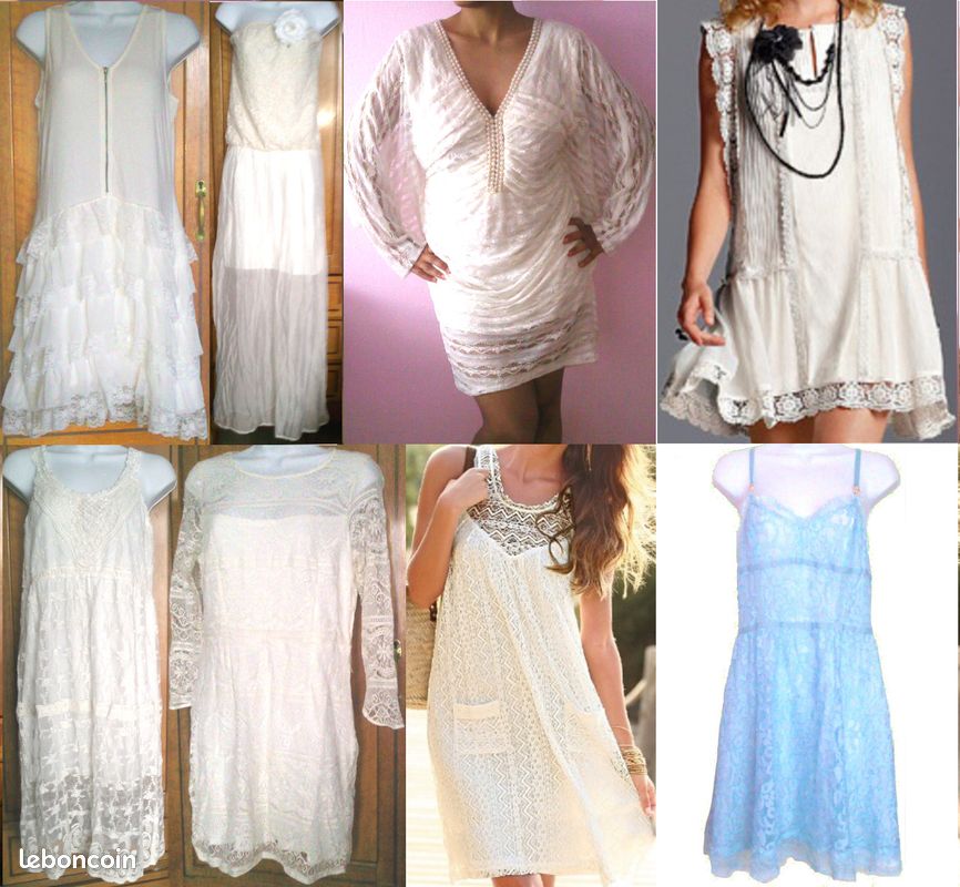 Robe Cop Copine Blanche 'Amadeus' - Taille 40/42 - Occasion En Très Bon état - Style été, Longueur Genou