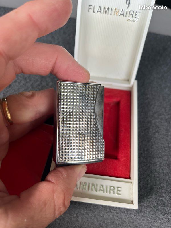 Briquet Flaminaire Vintage Argenté & Cuir - Années 70 Made In France - Rechargeable