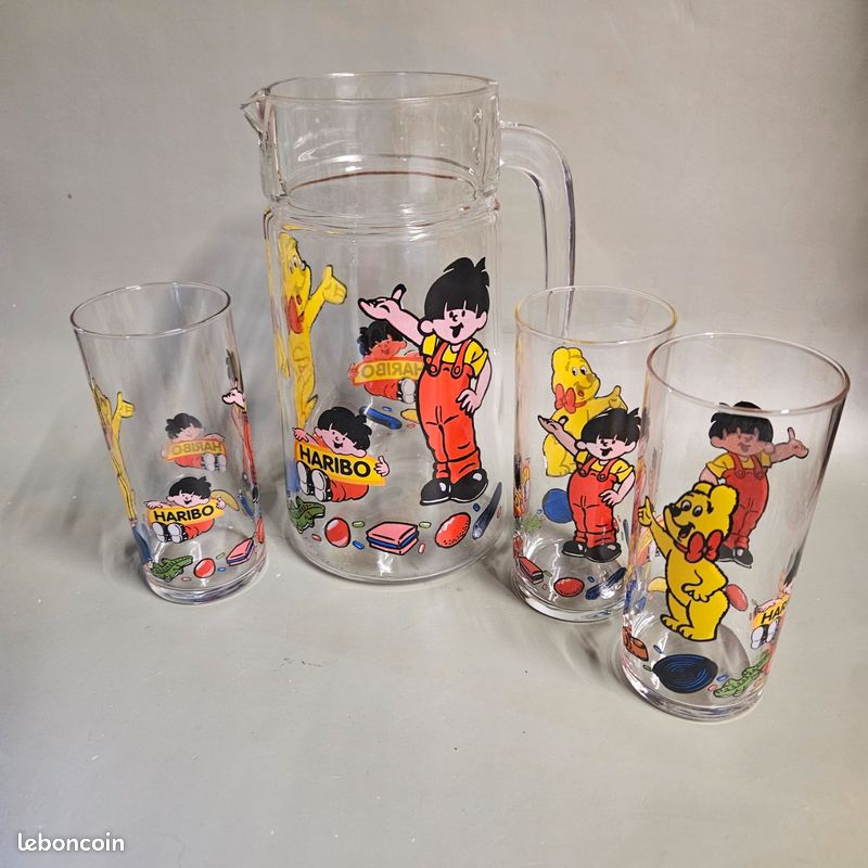 Service à orangeade Haribo vintage / carafe et 3 verres (image 1)