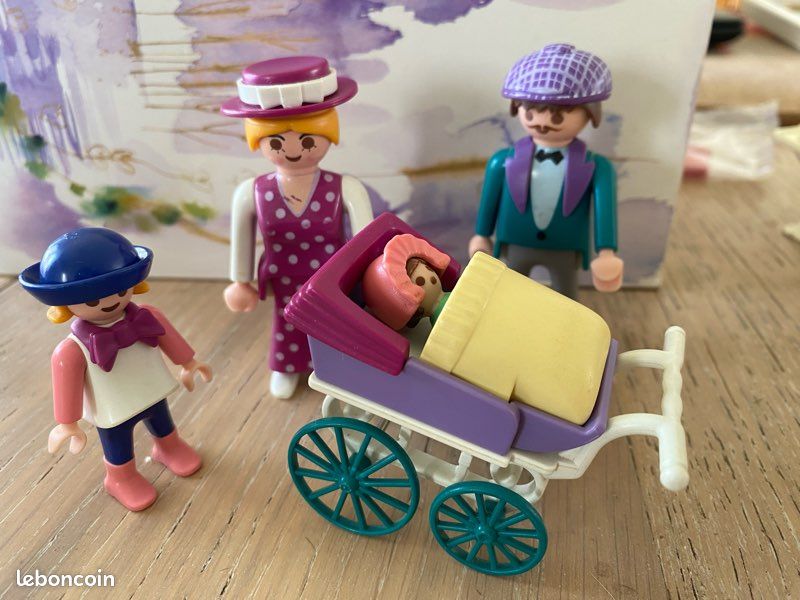 Set Playmobil Vintage City Life 1900 - Réf. 5511 De 1998 - Vase Fleurs, Calèche, Famille - Bon état Occasion