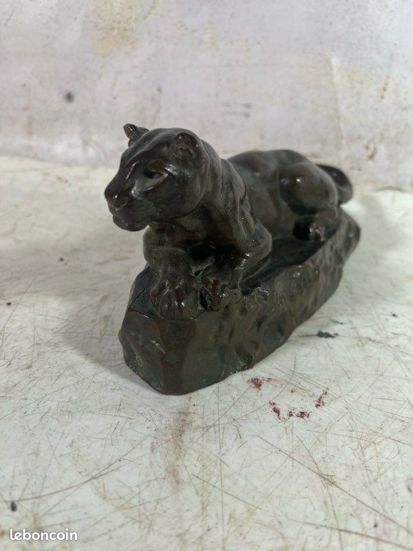 Panthère en bronze signée BARYE panthère de Tunis sculpture animalière ancien (image 11)